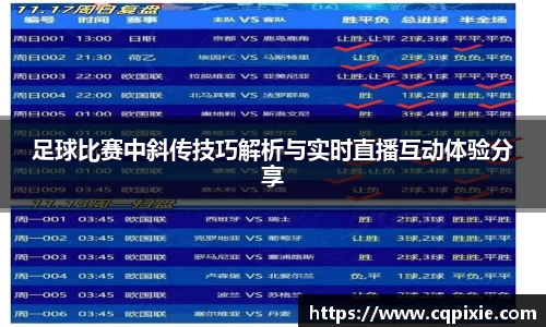足球比赛中斜传技巧解析与实时直播互动体验分享